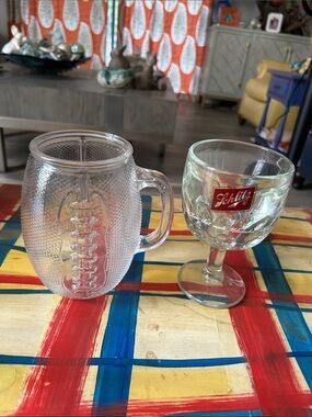 Clear Glass Goblet - Clear Beer Glass Antique Schlitz